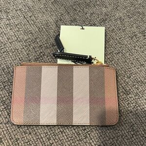 Burberry Brown and Tan Striped Card Holder